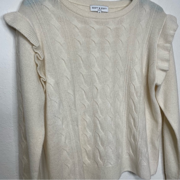 Scott & Scott Cashmere Cable Knit Ruffle Sweater - Picture 9 of 15